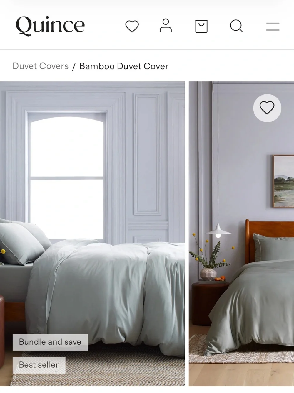 Quince Bamboo duvet cover, eucalyptus , full /queen